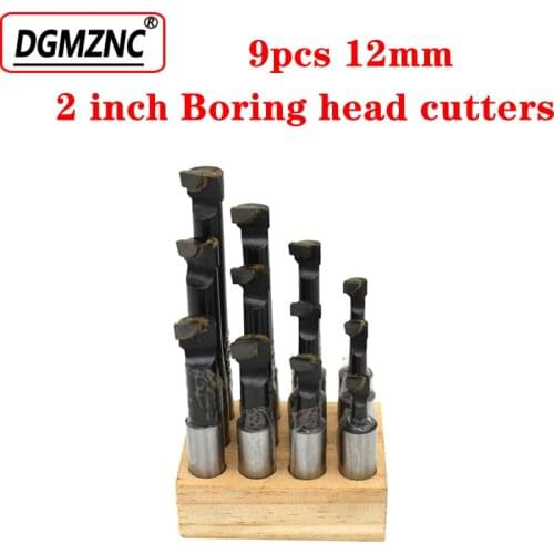 9pcs 12mm boring bar cutters for F1 2" 50mm boring head bored boring tools
