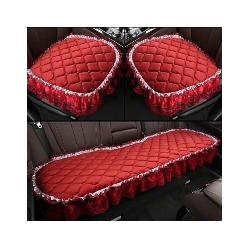 Car lace winter Plush Lovely Female lace skid-proof girl pink simple sheet multiple color cushion 3 pieces/set