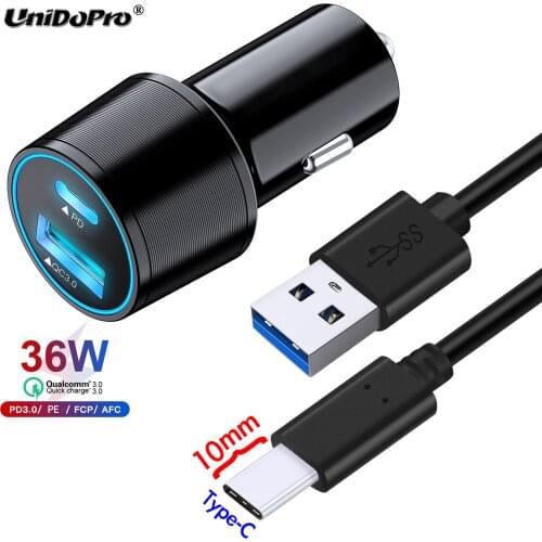 QC 3.0 PD Car Charger for Ulefone Armor 13 11T 11 5G 10 9 9E 8 7E 7 6S 6E 6 5 3W 3T 3 2S Power 5S 3S Type C Cable -10mm Tip