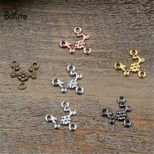 BoYuTe (500 Pieces/Lot) Metal Brass Stamping 10MM Flower Filigree Connector Charms with 3 Loops Diy Jewelry Accessories