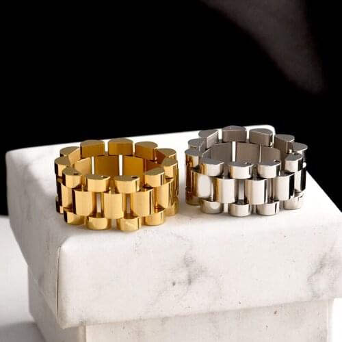 316L stainless steel fadeless 2021 European and American motorcycle wind light luxury watchband wide edition index finger ring