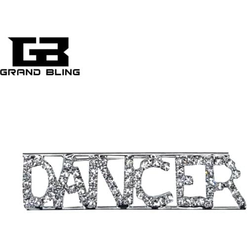 Professions Theme Lapel Pin Crystal Brooch Jewelry "DANCER" Letters Breastpin