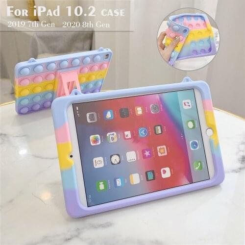 For iPad 10.2 2019 2020 Case Silicone Shockproof Kids Non-toxic Children Stand Cover for iPad 7th 8th Generation Kickstand Shell