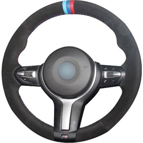 Top Suede Leather Steering Wheel Hand-stitch on Wrap Cover For BMW F87 F80 M3 F82 M4 M5 F12 F13 M6 F85 X5 M F86 X6 M F33 M Sport