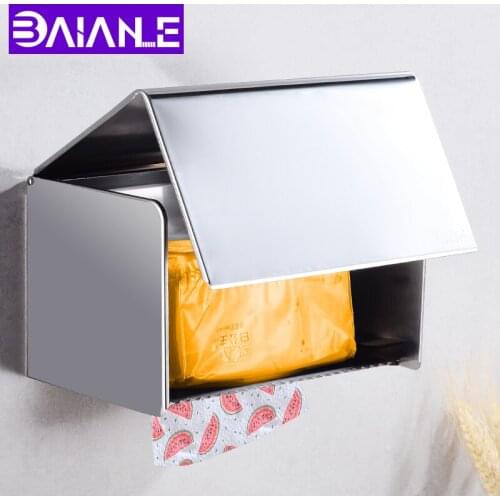 Toilet Paper Holder with Shelf Waterproof Stainless Steel Paper Towel Holders Wall Mounted Bathroom Tissue Roll Paper Holder Box