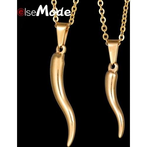 ELSEMODE Shine Tiny Chili Pendants Necklaces for Women Gold Color High Quality Stainless Steel Choker Necklace Charms Jewelry