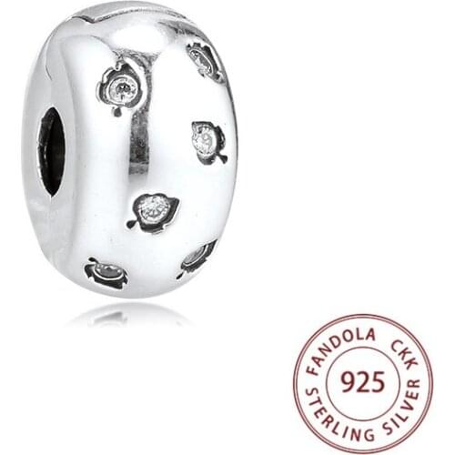 Fandola 925 Sterling Silver Sparkling Leaves Clip Stopper Charms Beads for Jewelry Making Fits Original Bracelet Berloques