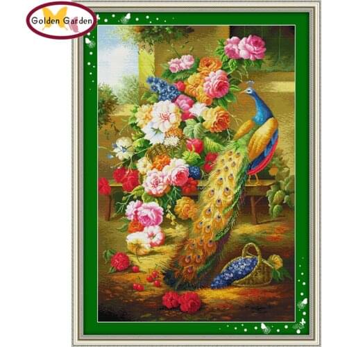 GG Wealth and Honour Peahen Patterns Counted Cross Stitch 11CT 14CT Cross Stitch Kit for Embroidery Needlework Home Decor