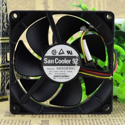 FOR Sanyo 9025 24V 0.08A 3 Line Double Beads 9A0924F4D01 Inverter Fan