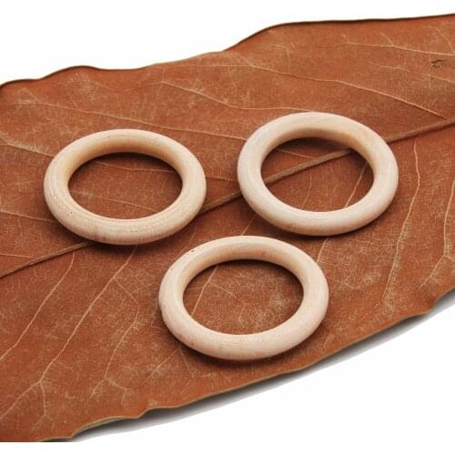 50pcs 33mm DIY Wooden Beads Circles Pendants Connectors Lead-Free Round Natural Wood Jewelry Making Findings WB50