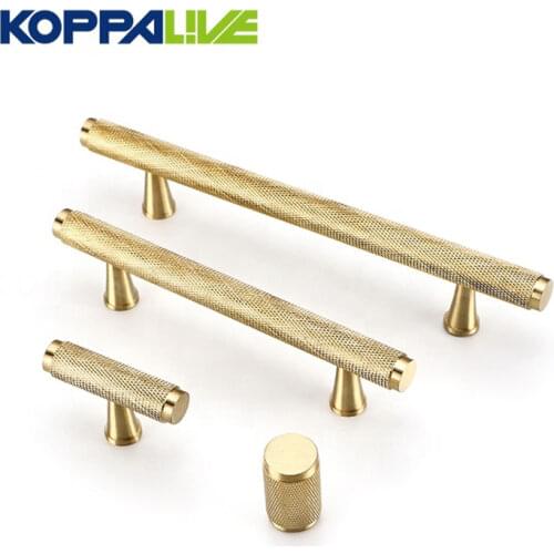 T Shape Wardrobe Furniture fittings Satin Solid Brass Knurled Handle Knobs Kitchen Copper Cabinet Door Pull Handles