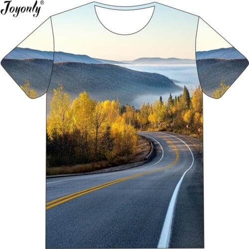 Joyonly 2019 Summer Boys Girls Brand Clothing O-Neck Short Sleeve 3D T Shirt Road Tree Space Printed T-Shirt Funny Tees Tops