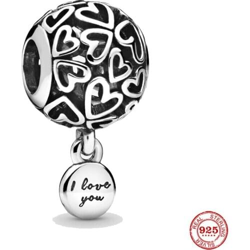 Hot Sale 925 Sterling Silver Openwork Love Hearts Charm Fit Original Pandora Bracelet Charms Bead Berloque Women DIY Jewelry