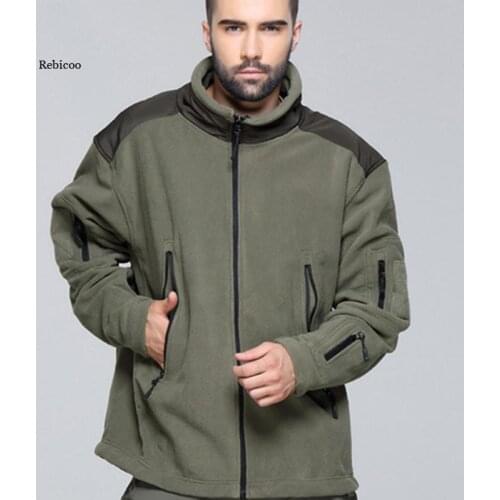 Mens Autumn and Winter Warmth and Thick Shark Skin Stitching Fabric Polar Fleece Breathable Fleece Mountaineering Cycling Wear