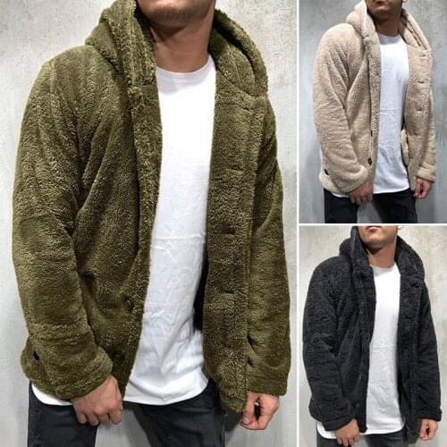 Men Jackets 2021 Autumn Winter Mens Hooded Solid Color Coat Villus Fashion Trend Men Clothing Plus Size Casual Men Winter Coat
