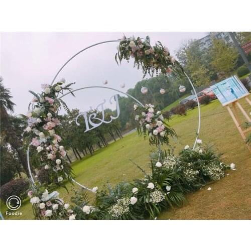 Customize DIY wedding decor wrought iron ring arch background single pole arch door outdoor lawn silk flower door shelf stand