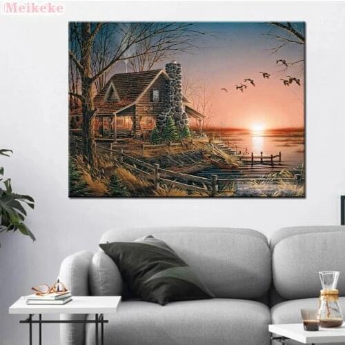 Diamond embroidery village house 3d DIY diamond painting kit round diamond square diamond rhinestone embroidery mosaic Arts