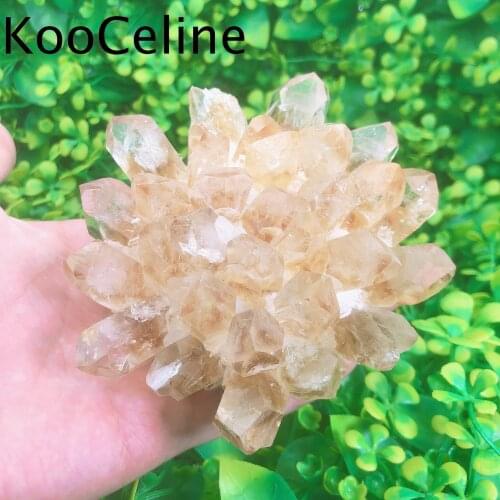 Natural Crystals Quartz Golden Healer Cluster Freeform Energy Reiki Stones Room Home Aquarium Decoration Accessories Gemstone