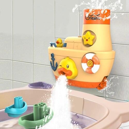 Baby New Bath Toy A Set Yellow Duck Pirate Ship Model Suction Cup Game Bathroom Shower Water Paly Faucet Water Spray Summer Gift