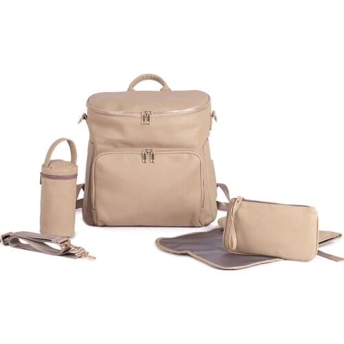 2021 New design diaper bags vegan leather baby bags for mom or dad, waterproof changing bag with changing pad diaper nappy bags