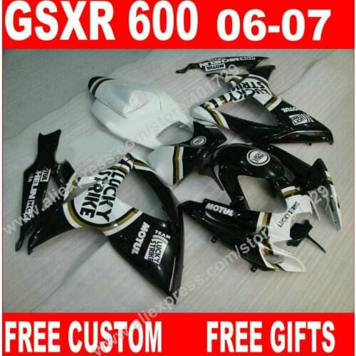 Full Fairings for SUZUKI 2006 2007 hot sale moto GSXR 600 750 popular black white K6 BACARDI GSXR600 GSXR750 set 7 gift VN95