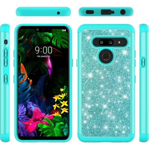 Shockproof Case for LG G8 ThinQ LMG820 Hybrid Protection Armor Glitter Luxury Back Phone Cover Half Wraped Solid Grip Conques