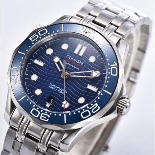 40mm OUMASHI Luxury Brand Mens Watch Mechanical Automatic Stainless Steel Ceramic Bezel watch luminous hands Wrist Watches 807