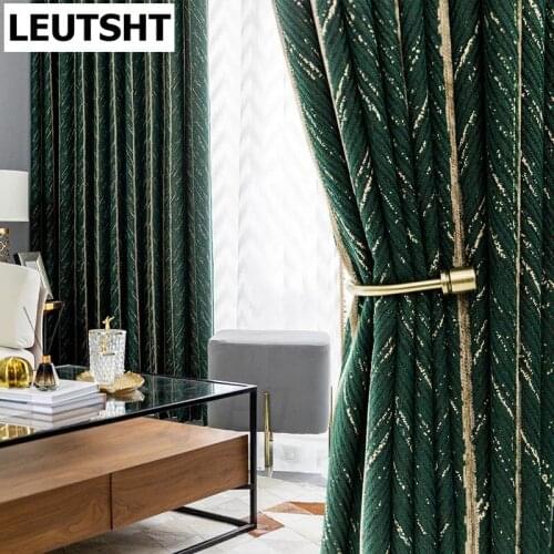 Luxury Blackout Curtains for Living Room Bedroom Thicken Cotton Linen Curtain with Stripes Geometry Drapes Nordic Blinds
