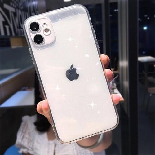 For iPhone 12 Pro Max Luxury Glitter Clean Silicone Case For iPhone 11 Pro XR XS Max Soft Back Cover on SE 2 7 8 Plus Slim Shell