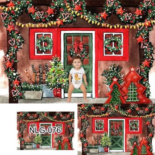 Toy Christmas Backdrop Girl Kids Portrait Photostudio Family Photo Christmas Trees Banner Photography Background Festival Props