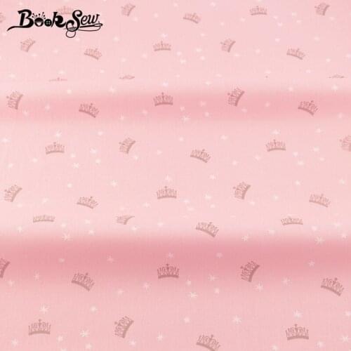 Booksew Pink 100% Cotton Twill Fabric Home Cloth Royal Crown Tecido Tissu Quilting Bedsheet Baby Sewing Patchwork Doll Craft