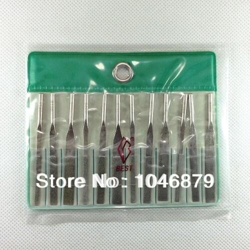 Reciprocating file adapted to be mounted on a machine. Each pack contains 12 different specifications