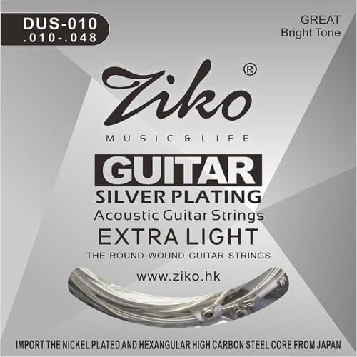 Ziko Dus Series Acoustic Guitar Strings Hexagon Carbon Steel Core Silver Plating Wound Dus-010