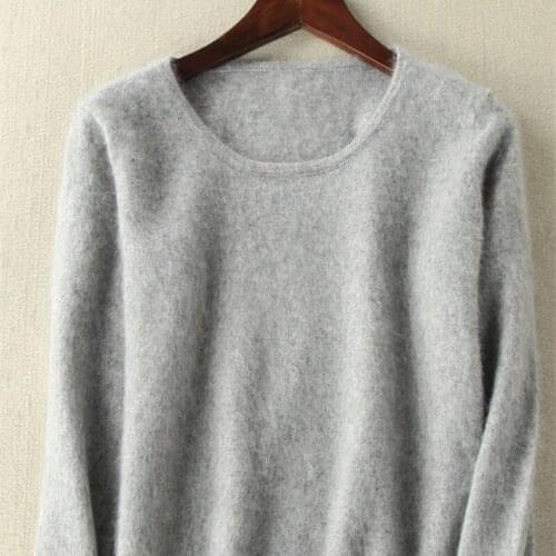 2019 Autumn Winter Women Sweater 100% Mink Cashmere Sweaters And Pullover Soft Warm Tops Female O-neck Long Sleeve Basic Sweater