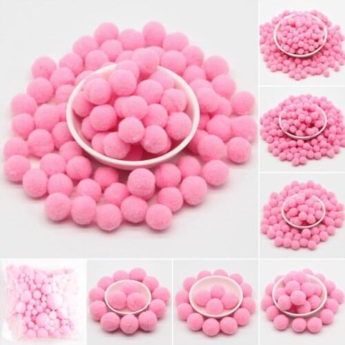 Dark Pink Pompoms 8/10/15/20/25/30mm Pom Pom Fur Ball Craft DIY Soft Pompon Wedding Home Garment Sewing on Cloth Accessories 20g