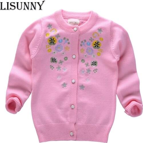 2021 Spring Autumn New Girls princess Sweaters Kids warm Cotton Coat Children Clothing Baby Knitted Cardigan Embroidery 1-7 year