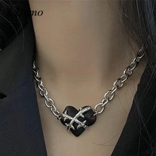 Y Demo Gothic Hiphop Style Thorn Love Necklace Metal Cold Chains Sweet Accessory Jewelry Women Punk