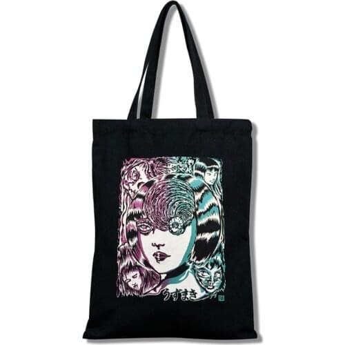 Japanese Manga Girls Shopping Bag Junji Ito Tomie Shintaro Kago Print Tote Bag Cartoon Hipster Print Casual Fashion