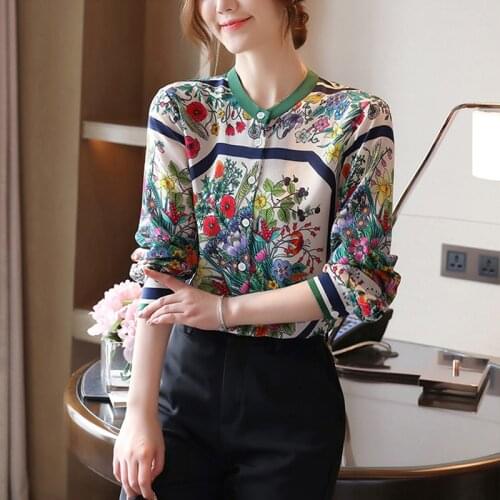 Vintage france style women blouses flower printing shirts 2021 Spring summer long sleeve Blouse Female Tops Blusas Mujer