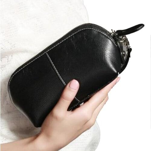 Ladies Genuine Leather Cosmetic Bag Case Beauty cosmetic shell bag Toiletry purse Make Up Bags Organizer Day Clutches Wristlet