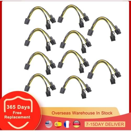 5pcs 10pcs PCI-E 6-pin to Dual 6+2pin 6-pin 8-pin GPU Power Splitter Data Cable Graphics Card 6Pin to Dual 8Pin PCIE PCI Express
