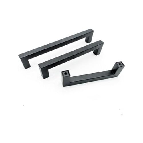 12x12mm Modern Black Cabinet Handle Square Furniture Hardware Stainless Steel Kitchen Door Knobs Cupboard Wardrobe Drawer Pulls