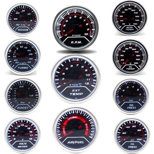 2" 52mm 12V Auto Gauge Boost/Vacuum/Water Temp/Oil Temp/Oil Press/Voltage/Tachometer/Air Fuel Ratio/Exhaust Gas Temp Meter