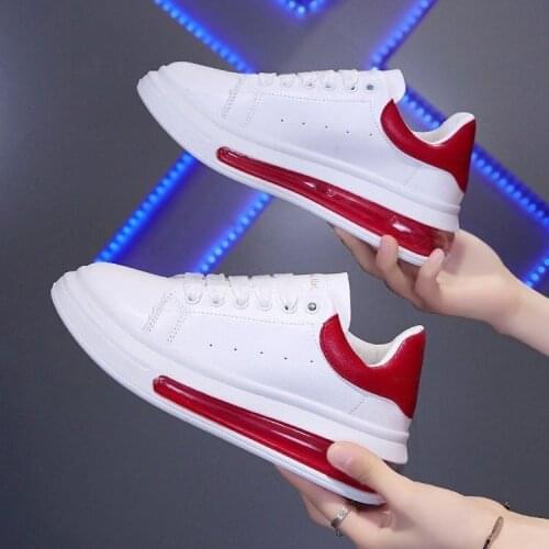 2021 Korean version of couples shoes fashion ultra-slim small white insole elasticity increase board shoes comfortable