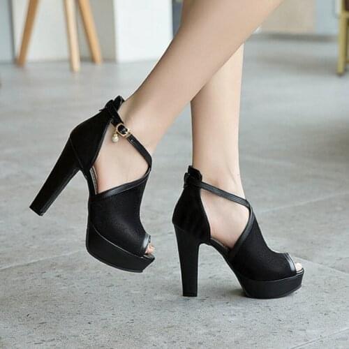 2021 New Summer Sandals Europe and America Versatile Fashion Thick Heel Platform Fish Mouth Shoes-3395