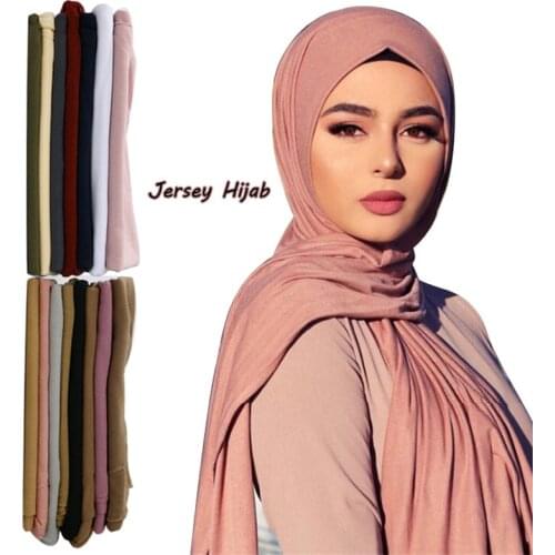 2021Hot sale soild women Jersey scarf cotton Islamic muslim hijab store cover-up pashmina long female foulard head scarves