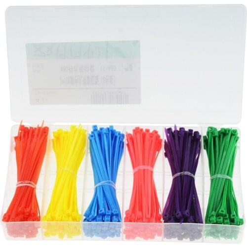 480PCS 6 Colors 3x100mm Self-Locking Nylon Cable Ties width 2.5mm length 100mm Assorted Plastic Zip Tie Loop Wire Wrap Zip Ties