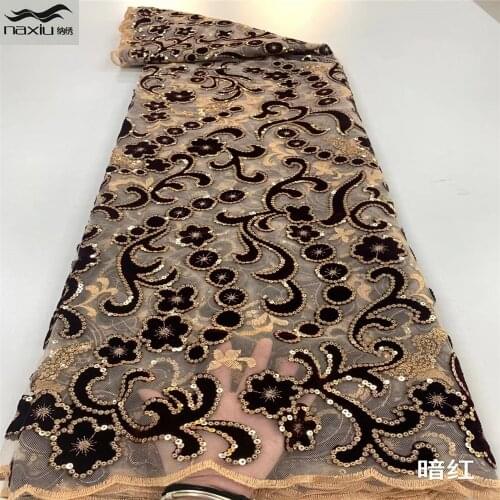 Madison African Velvet Lace Fabric 2021 High Quality Lace Nigerian Sequin Lace Fabrics French Lace Fabric For Wedding Dress