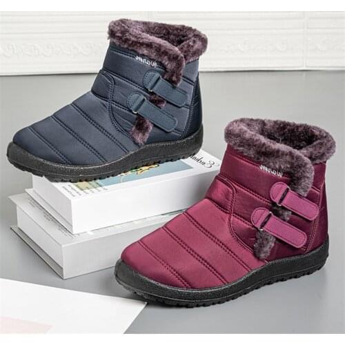 Women Snow Boots Shoes Female Women Boots Winter Warm Boot Waterproof Mother Shoes Female Ladies Non-Slip Plush Fur Boots Autumn