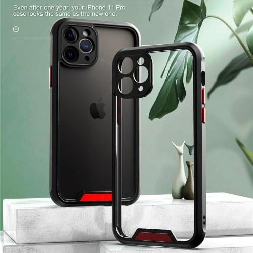 Armor Transparent Shockproof Bumper Phone Case For iPhone12 11 Pro Max X XR XS Max 7 8 Plus Camera Protection Acrylic+TPU Cover